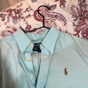 Aqua Ralph Lauren OCBD. Some light make up stains on the collar, see last pic.